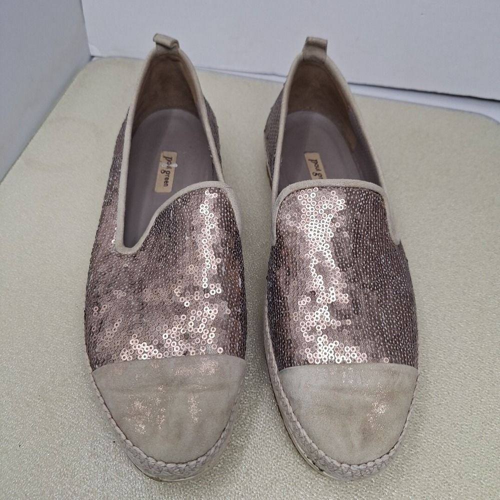Paul Green Joaquin Sequin Espadrilles Suede Toe Size 8.5